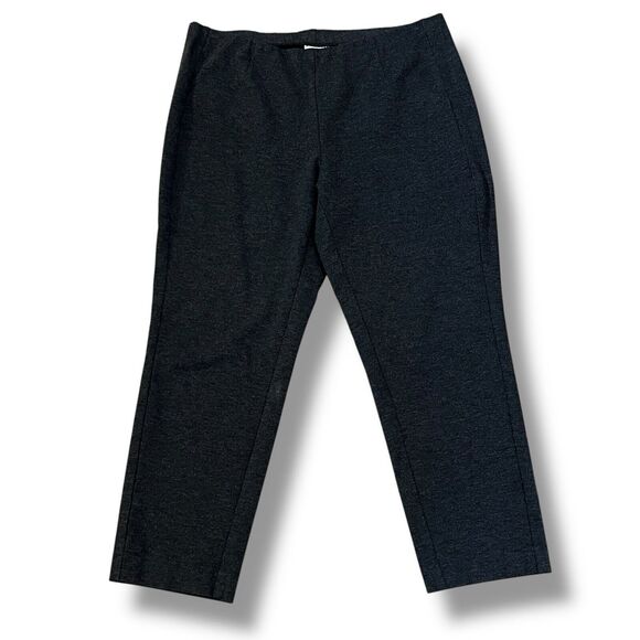 J. Jill Charcoal Gray Ponte Slim Leg Pants Size L Petite Pull-On Office Career - Picture 1 of 8